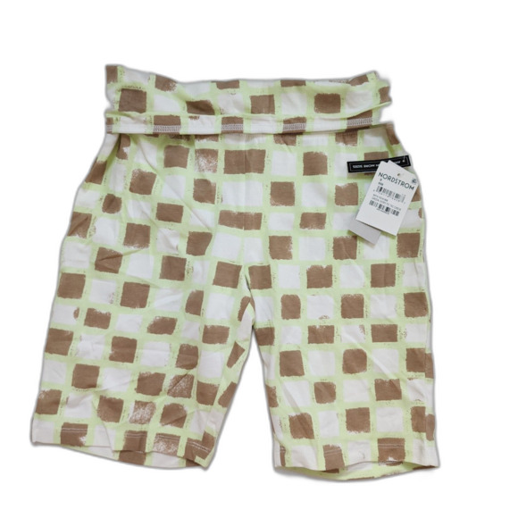 BP High Rise Green Ivory Tic Tac Check Bike Shorts Size S NWT - Picture 3 of 6